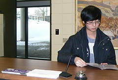 Student at Main Office counter