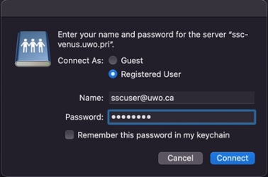 pop out window displayed when connecting to shared drive