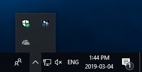 System tray with Defender icon