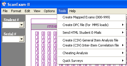 Tools menu