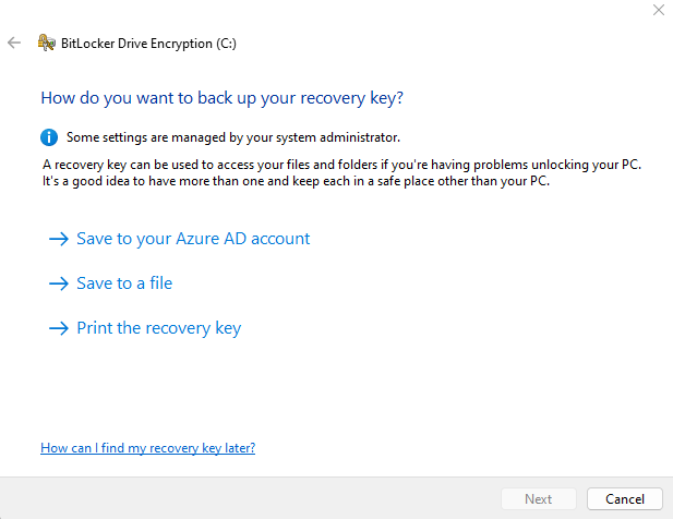 save bitlocker key to file