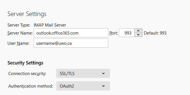 Thunderbird Incoming Server