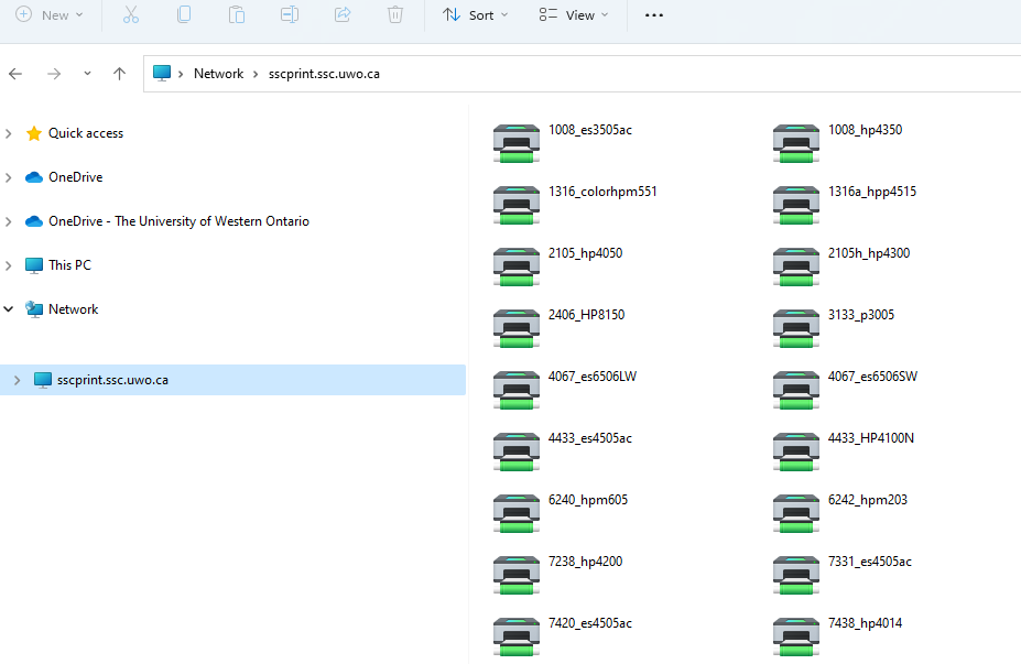 Windows 10 Printer list