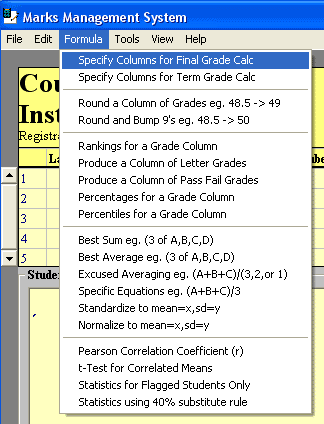 Final grade setup