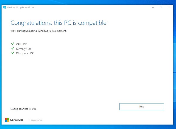 Check that the PC is compatible