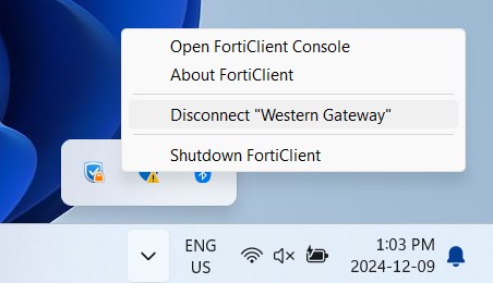 Forticlient Console Disconnect "Western Gateway"